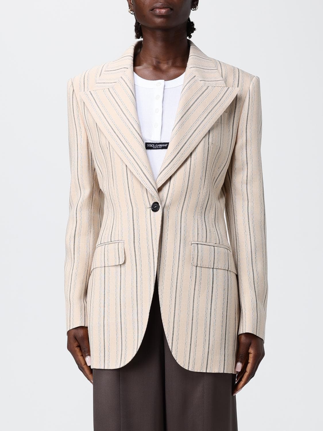 Dolce & Gabbana Striped Viscose Single-Breasted Blazer