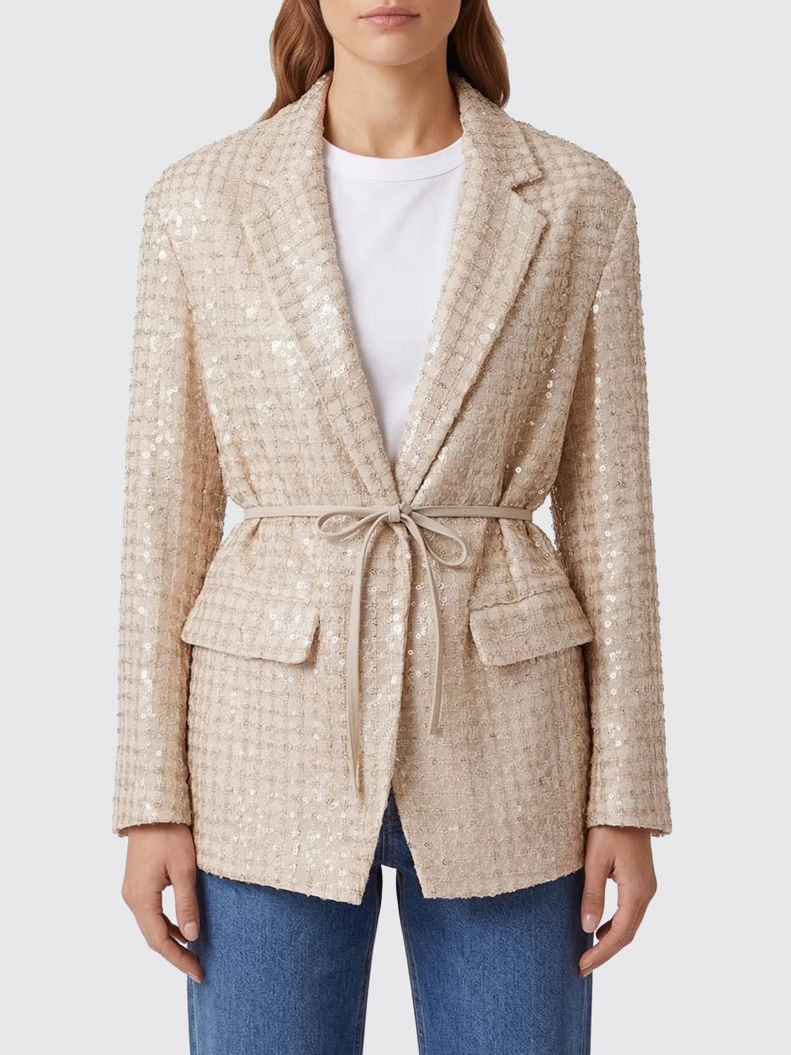 Brunello Cucinelli Silk Organza Blazer with Embroidered Sequins