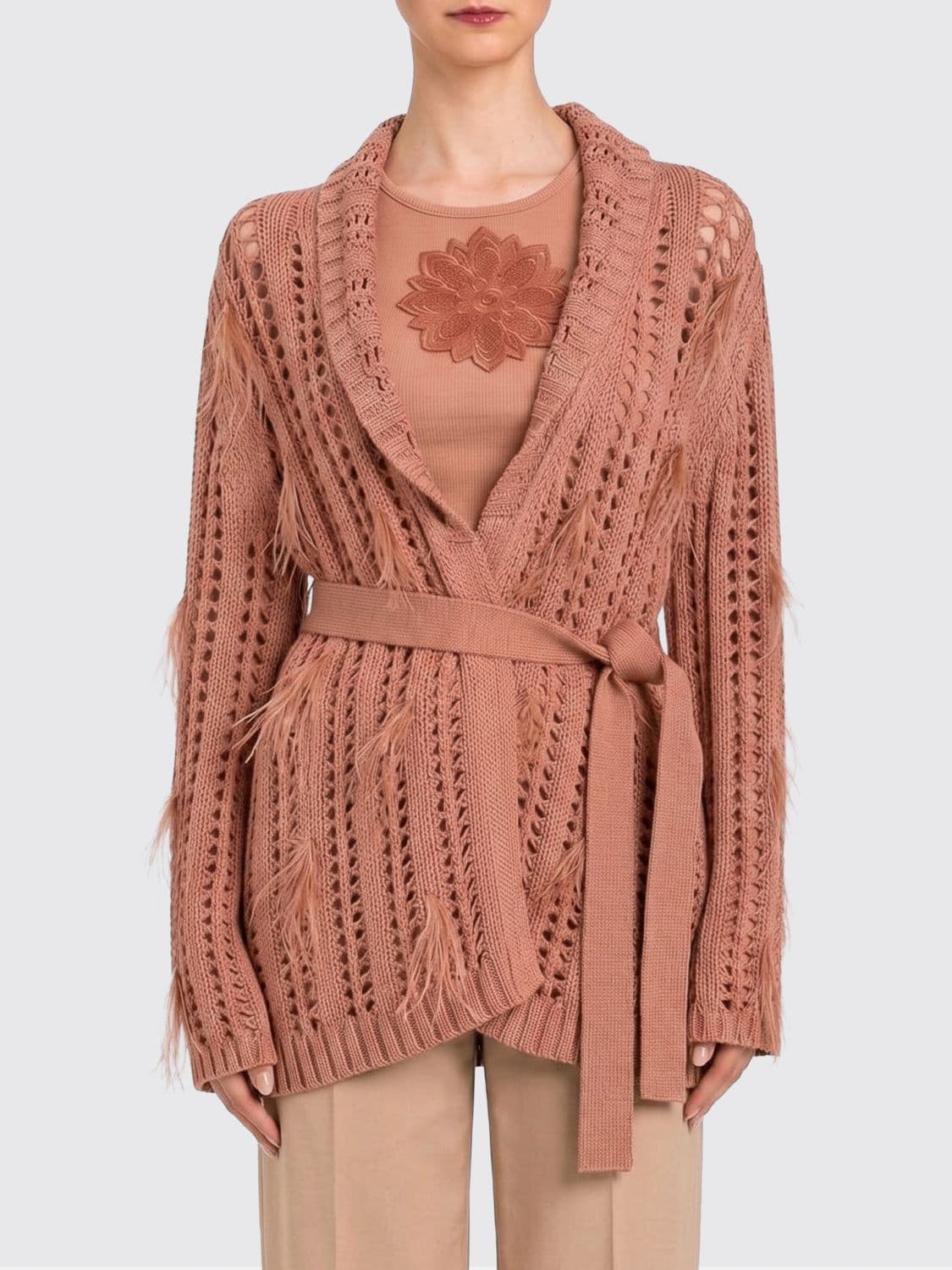 Twinset Perforated Cotton Blend Cardigan