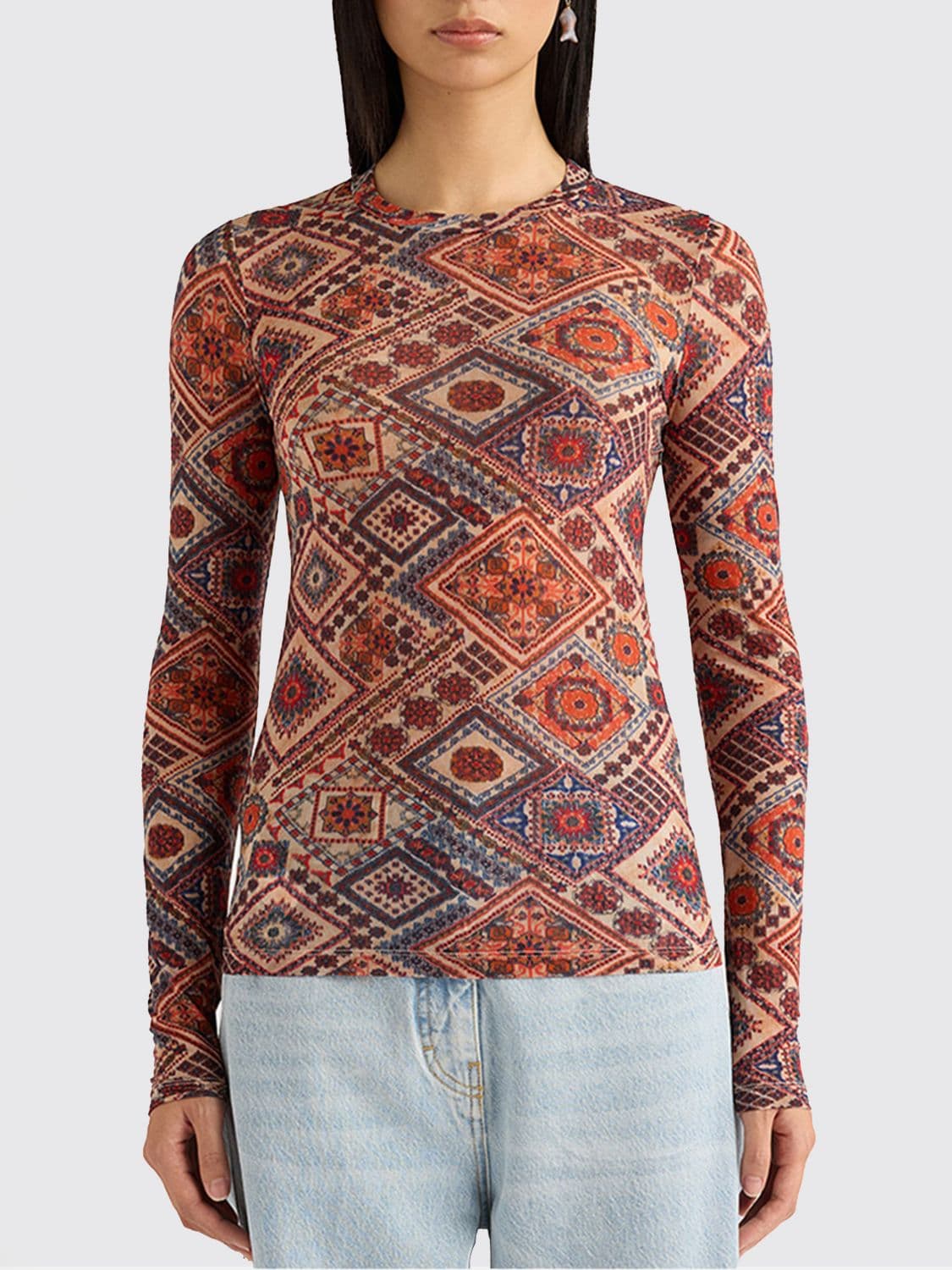 Momonì Striped Stretch Technical Fabric Top