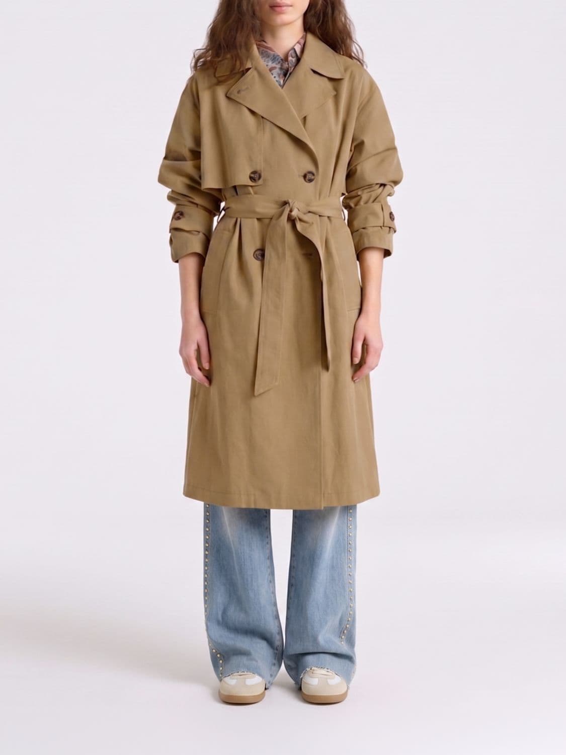 Momonì Double-Breasted Cotton Blend Trench Coat