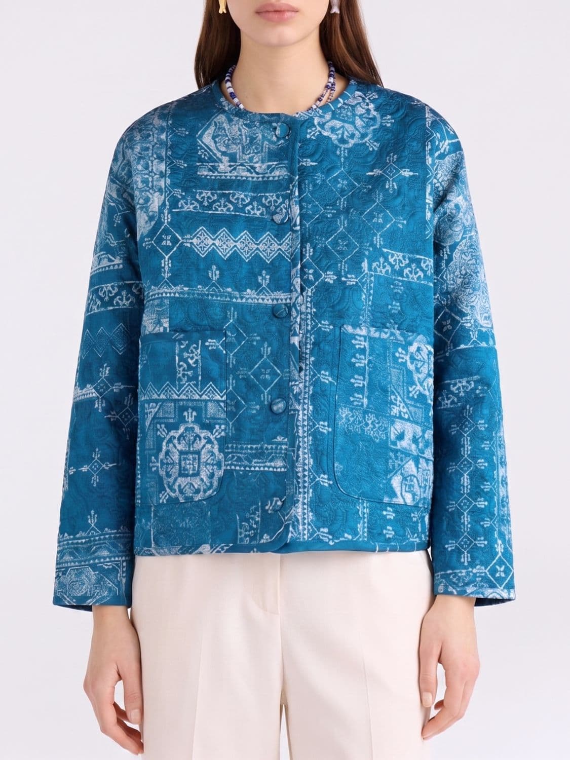 Momonì Gelsomino Printed Viscose Twill Coat