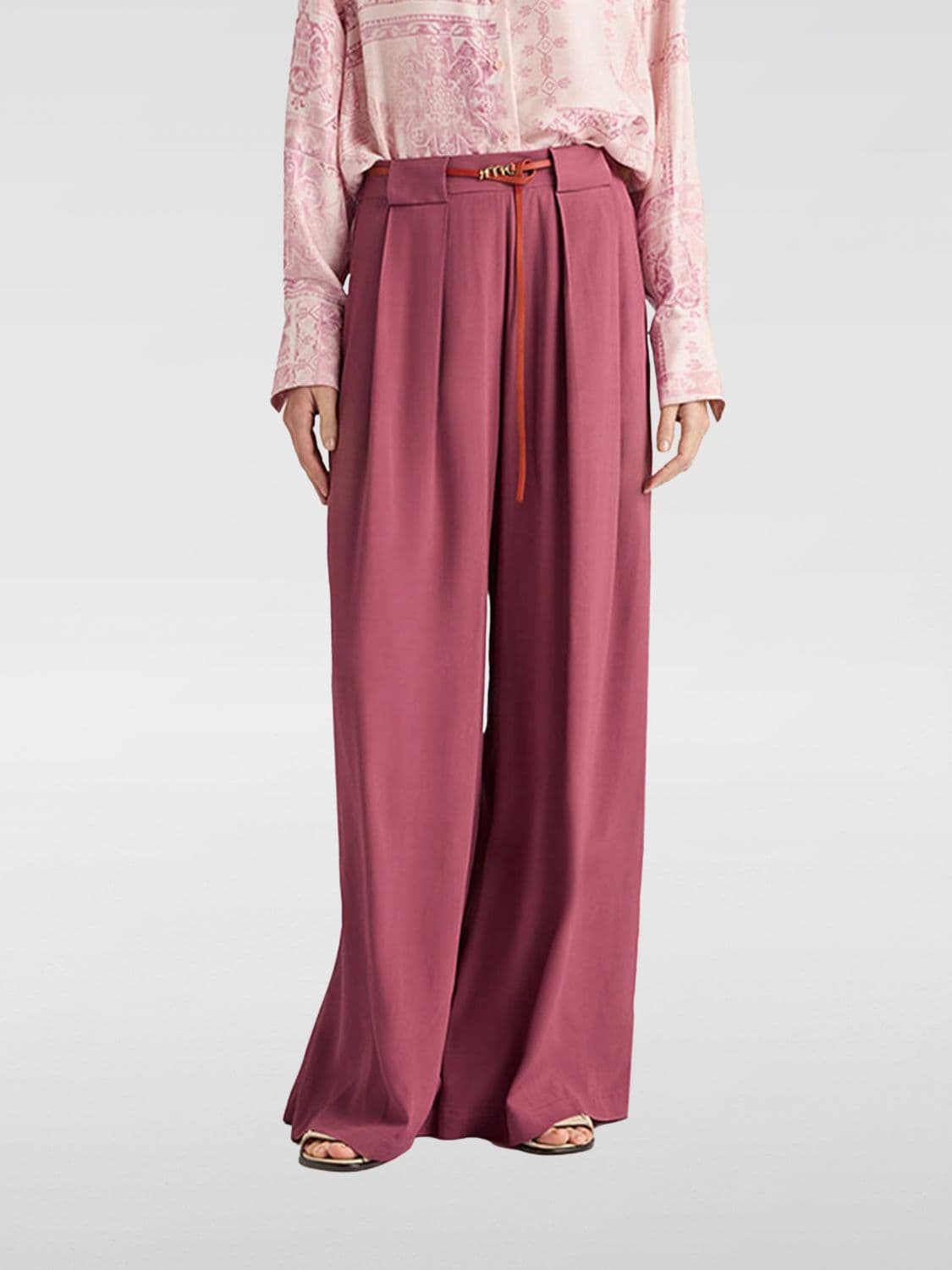 Momonì Silk Blend Wide Leg Trousers