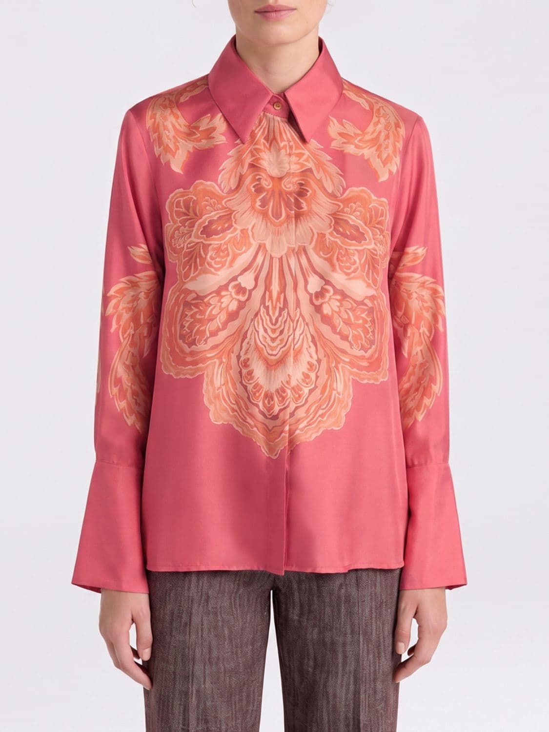 Momonì Printed Silk Shirt with Ethnic Print