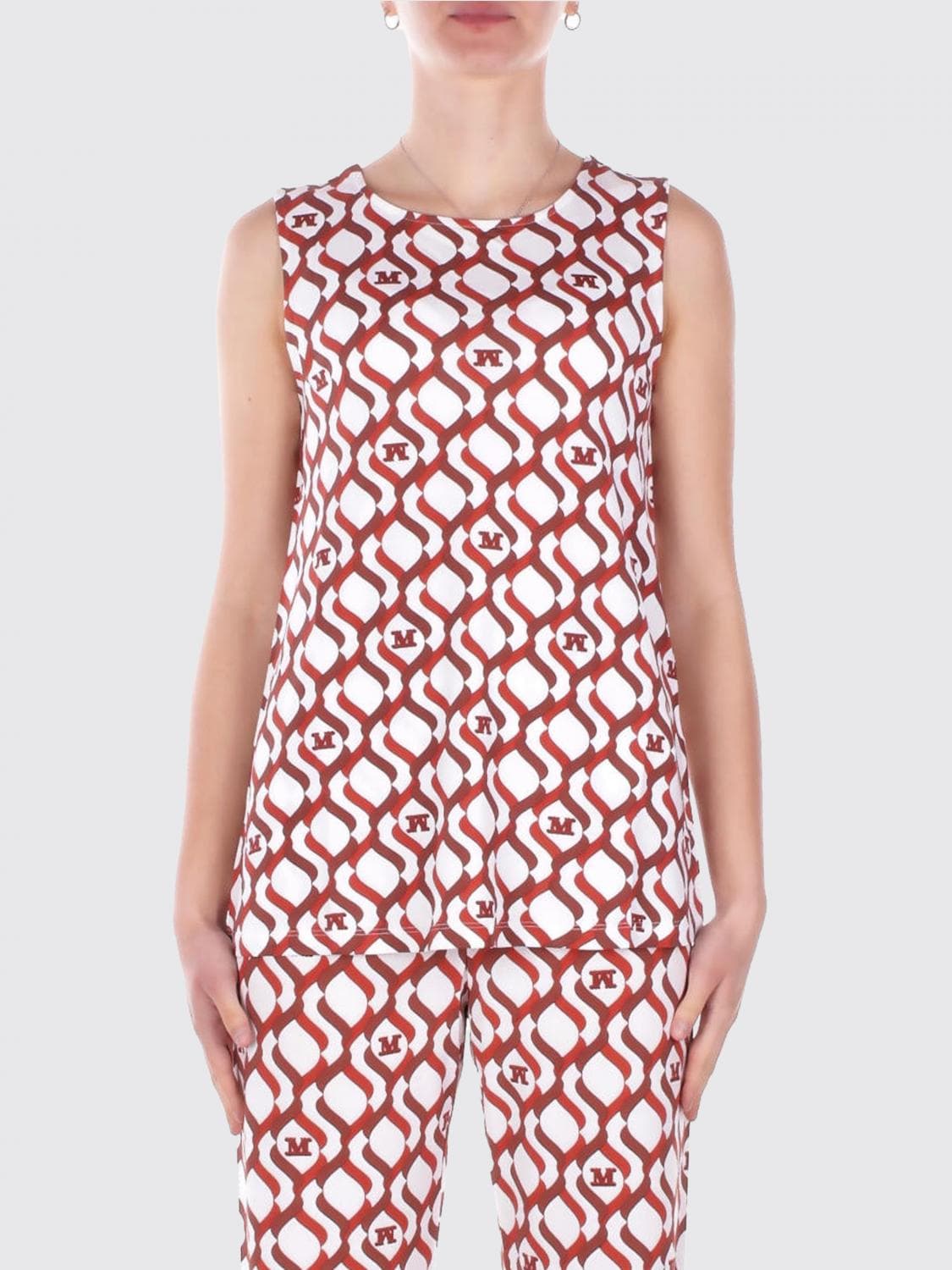 Max Mara Sleeveless Jersey Top with Geometric Print by