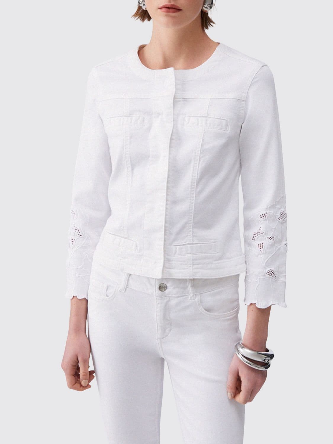 Liu Jo Cotton Denim Jacket with Macramé Inserts by