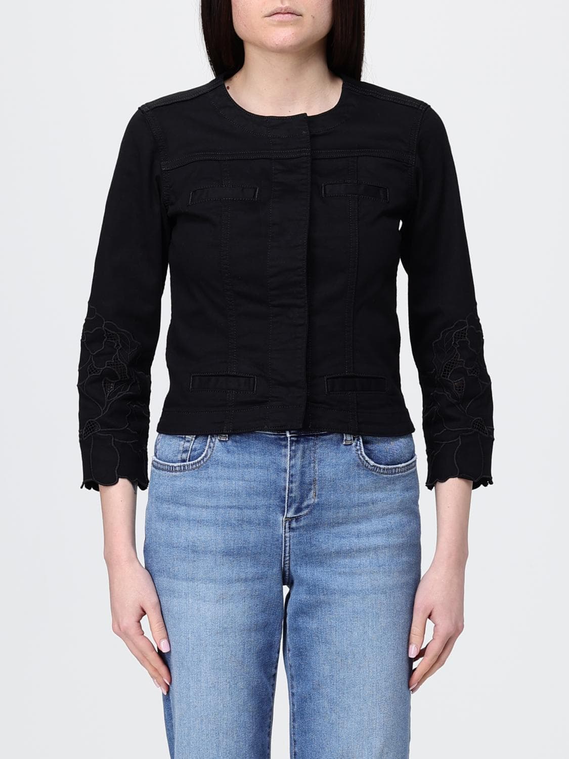 Liu Jo Cotton Denim Jacket with Macramé Inserts by