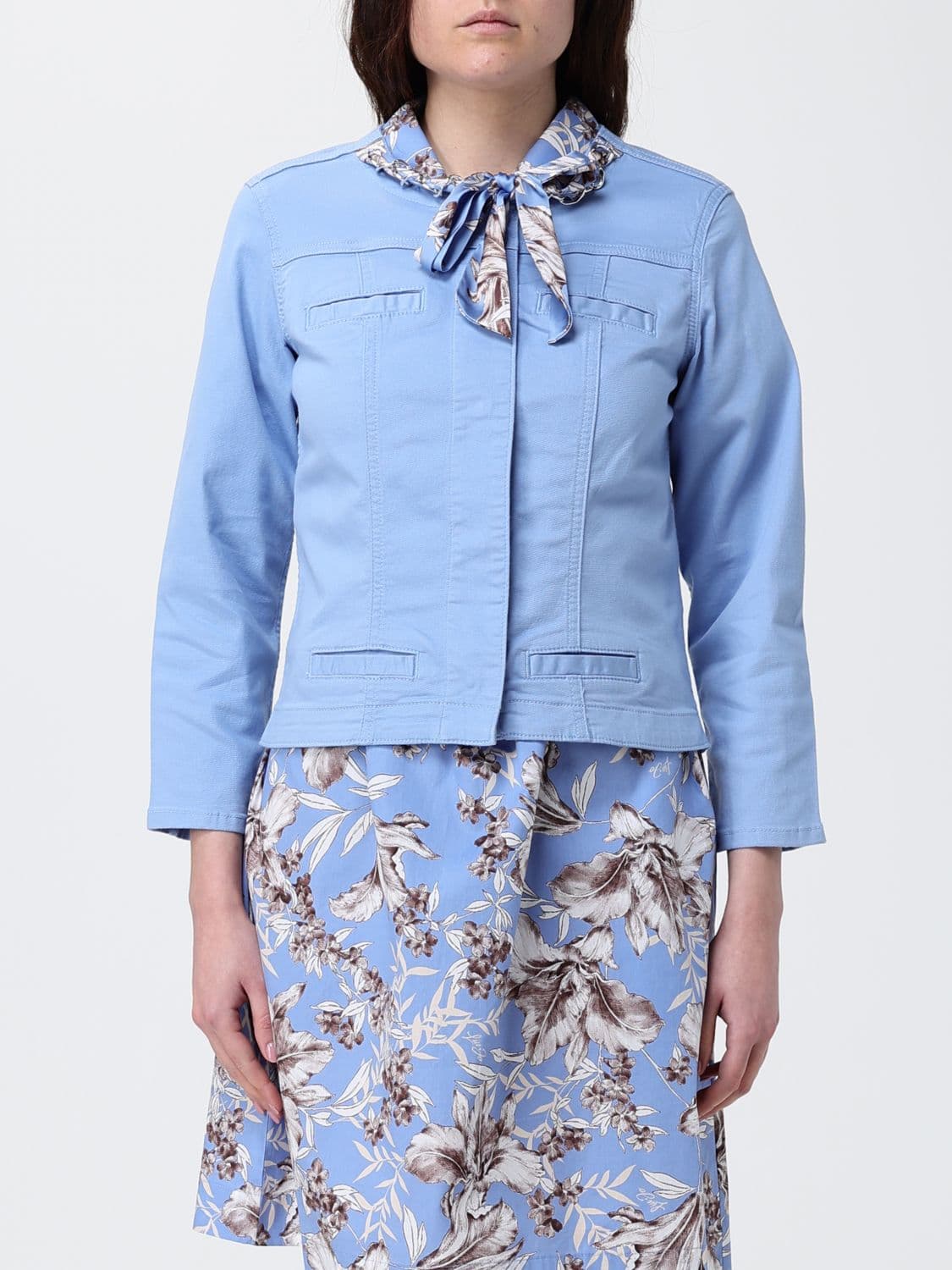 Liu Jo Cotton Denim Jacket with Macramé Inserts by
