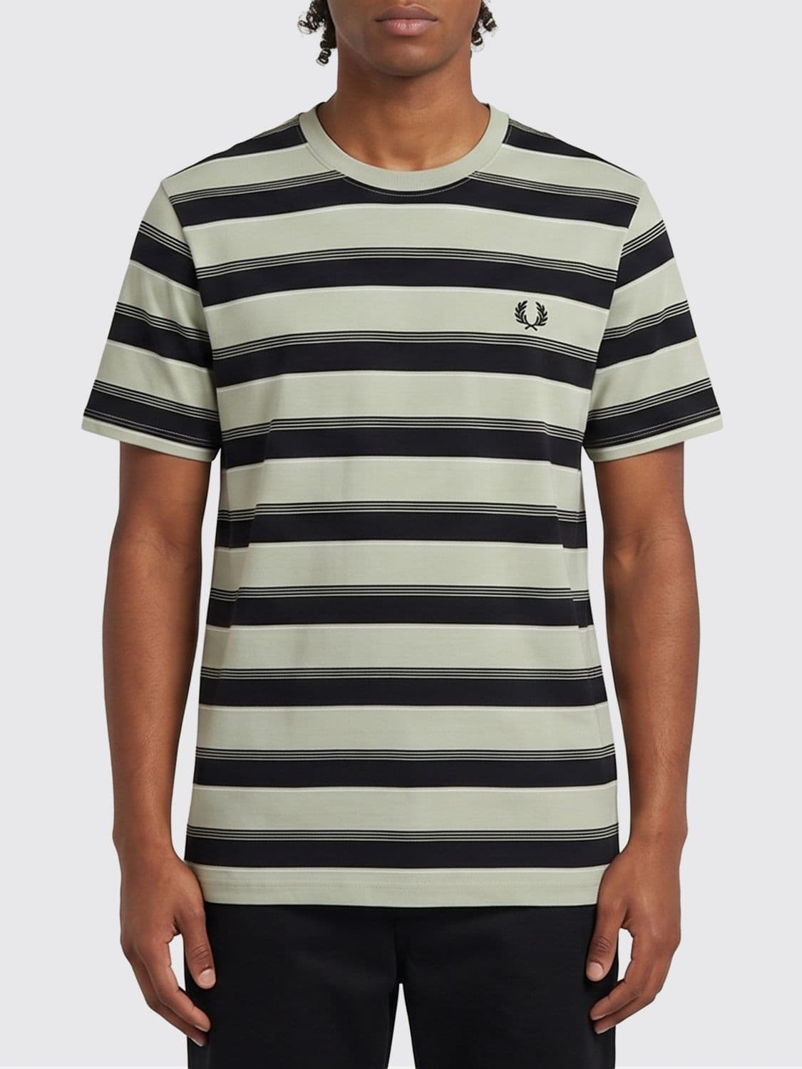 Fred Perry Striped Cotton T-Shirt with Logo