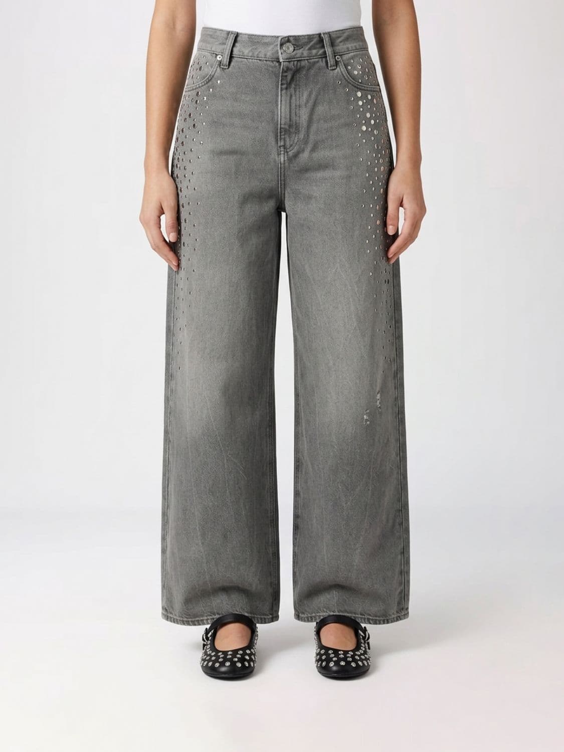 Golden Goose Wide Leg Jeans in Studded Denim