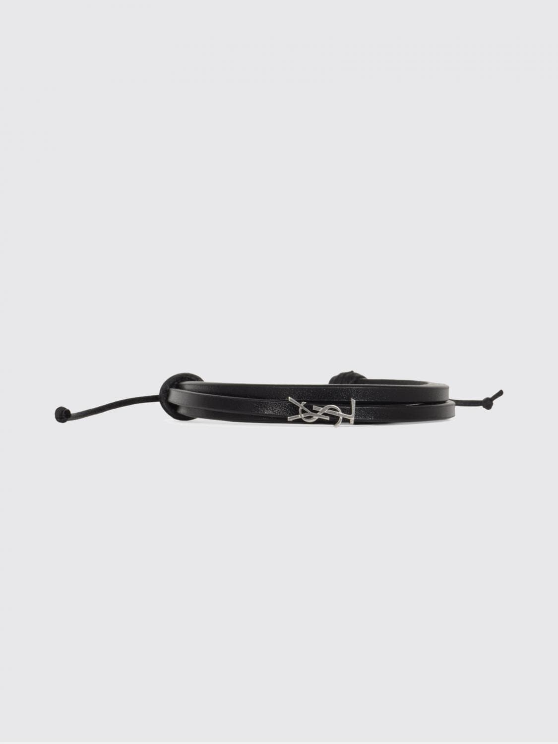Saint Laurent Cassandre Leather And Brass Bracelet · M