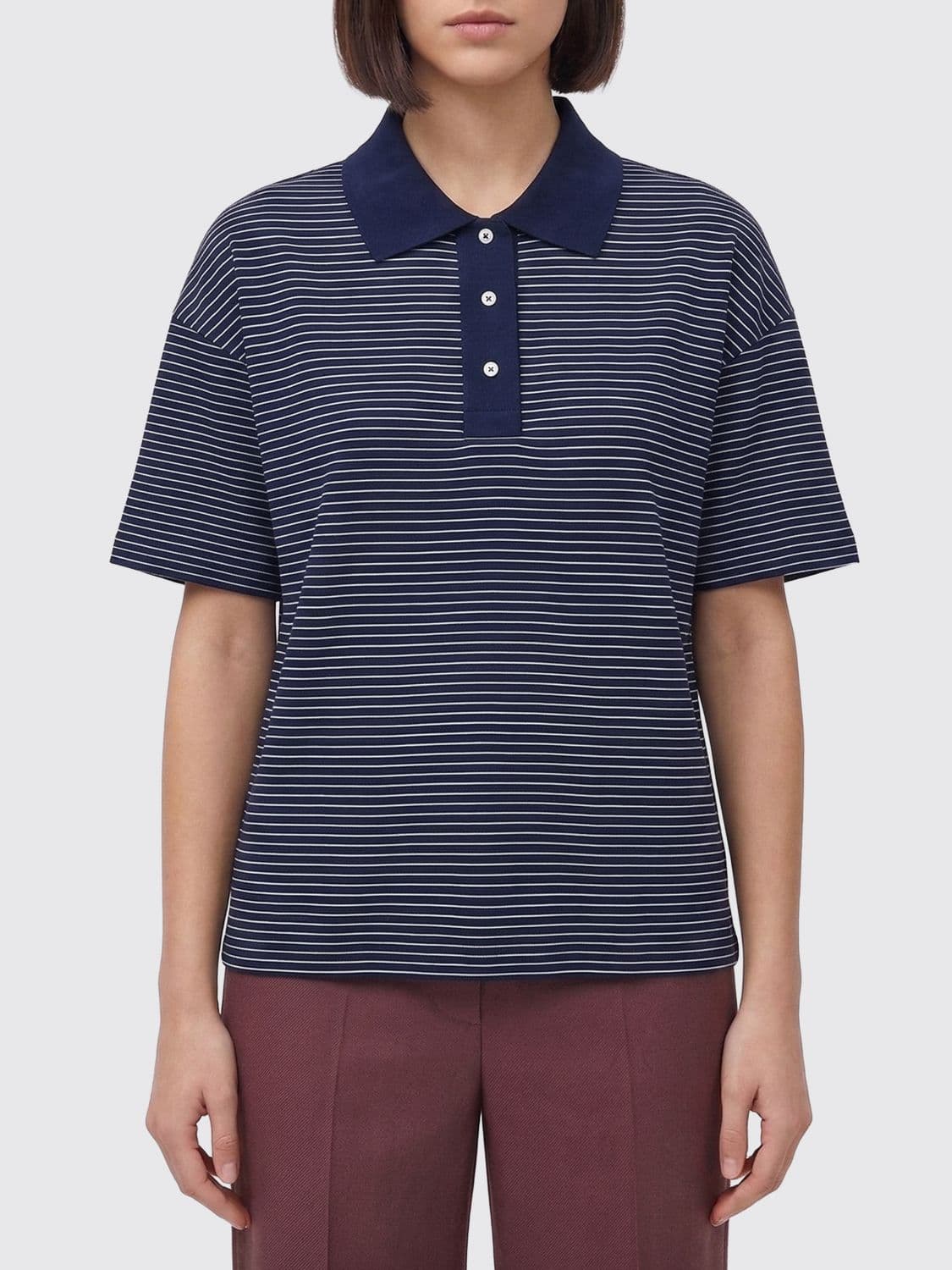 Ami Paris Striped Cotton Polo Shirt