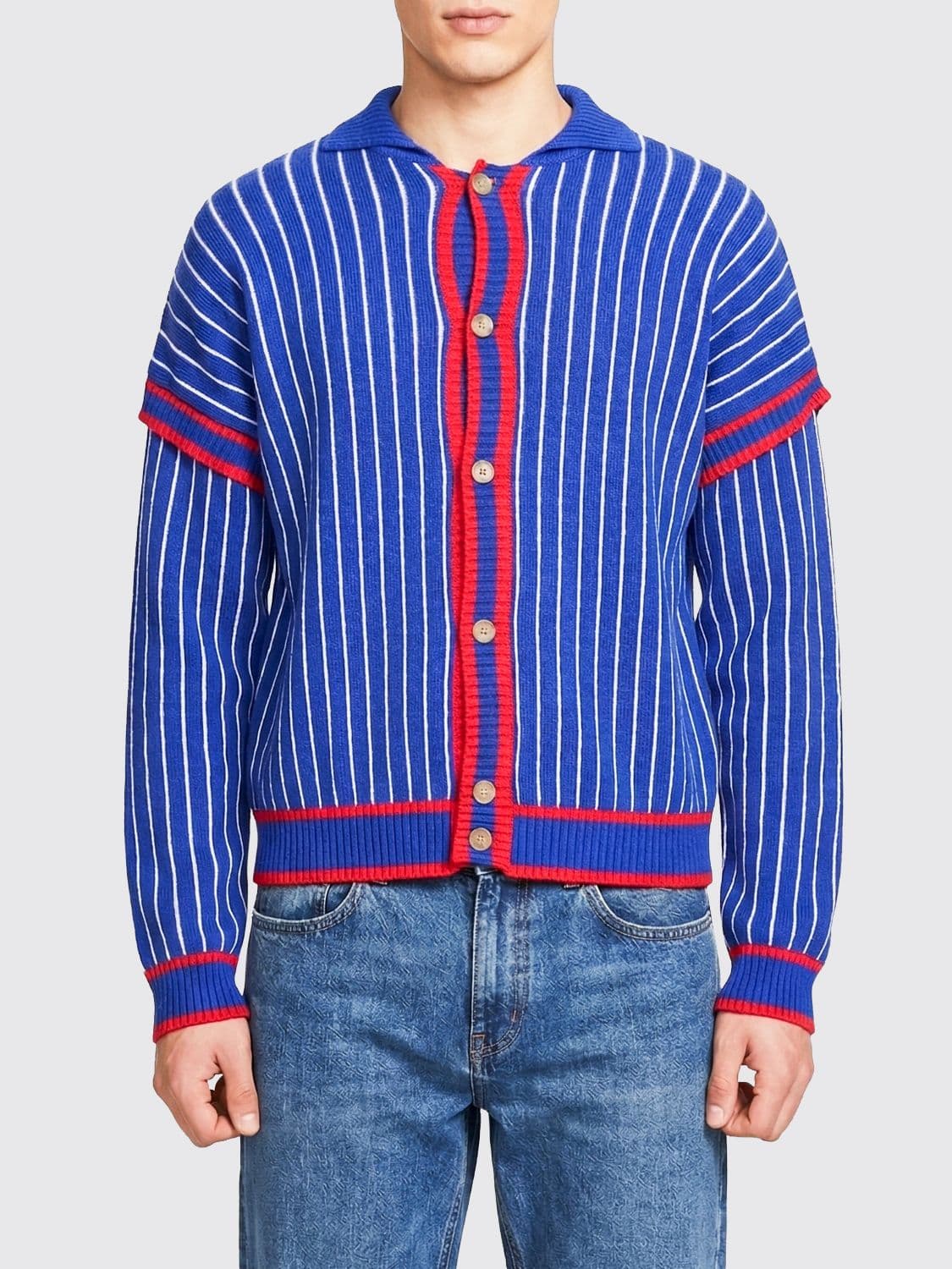 Gcds Striped Logo Cotton Cardigan