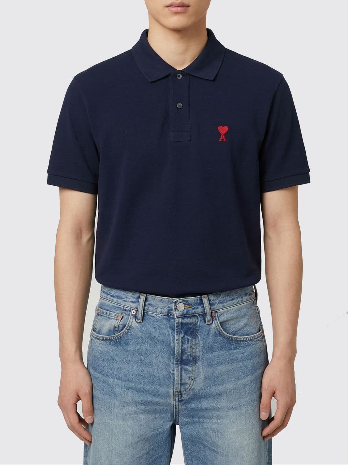 Ami Paris Logo Cotton Polo Shirt