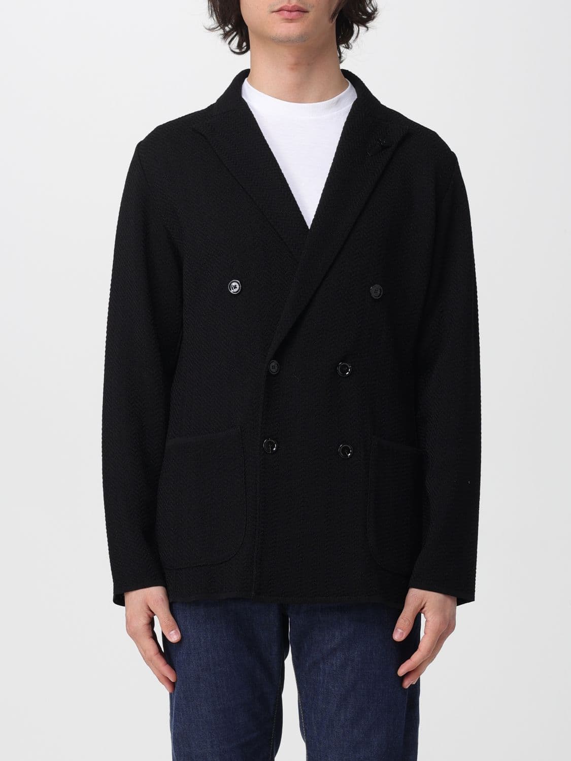 Lardini Double-Breasted Blazer in Cotton and Viscose