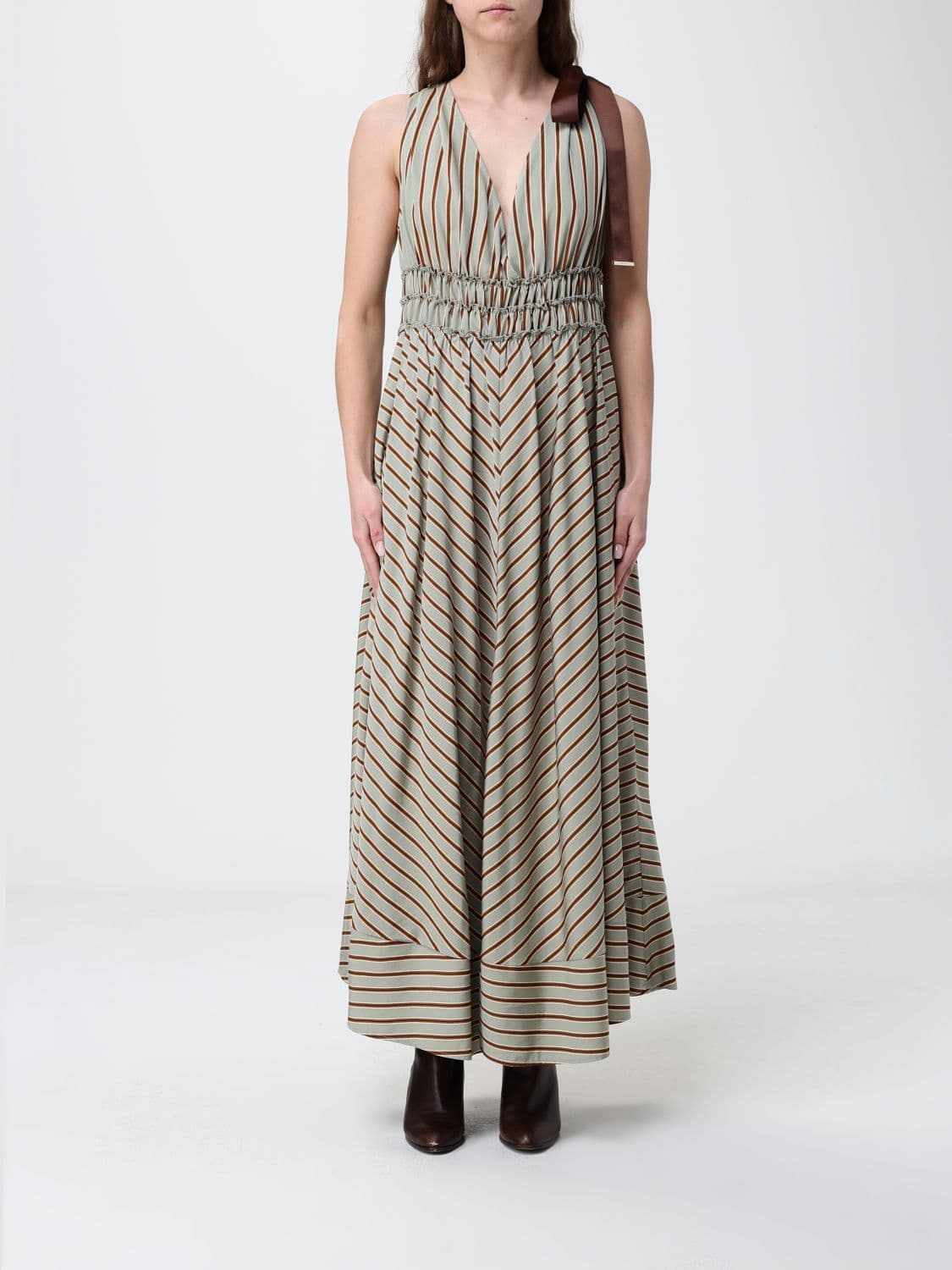 Liu Jo Striped Viscose Blend Midi Dress