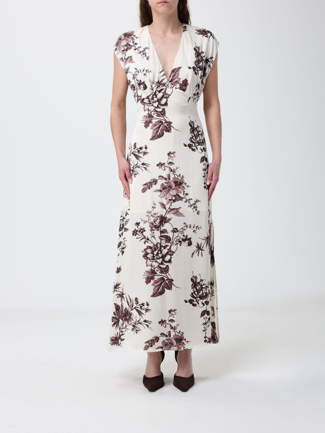 Liu Jo Satin Midi Dress With Floral Print