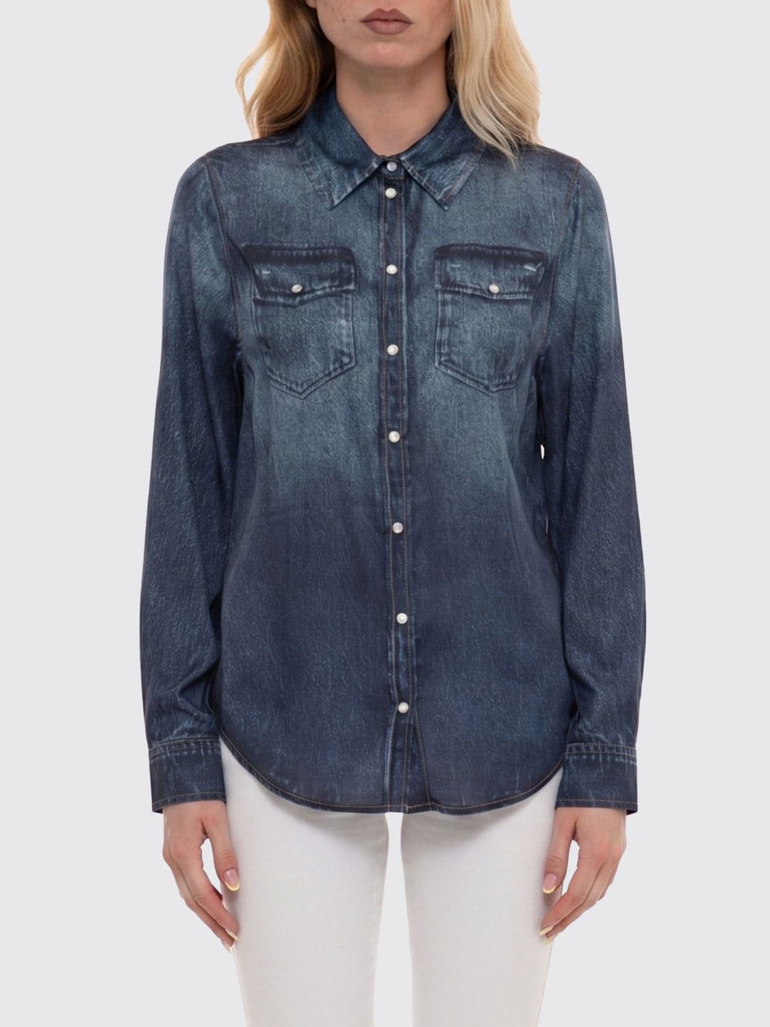 Liu Jo Denim Print Satin Shirt