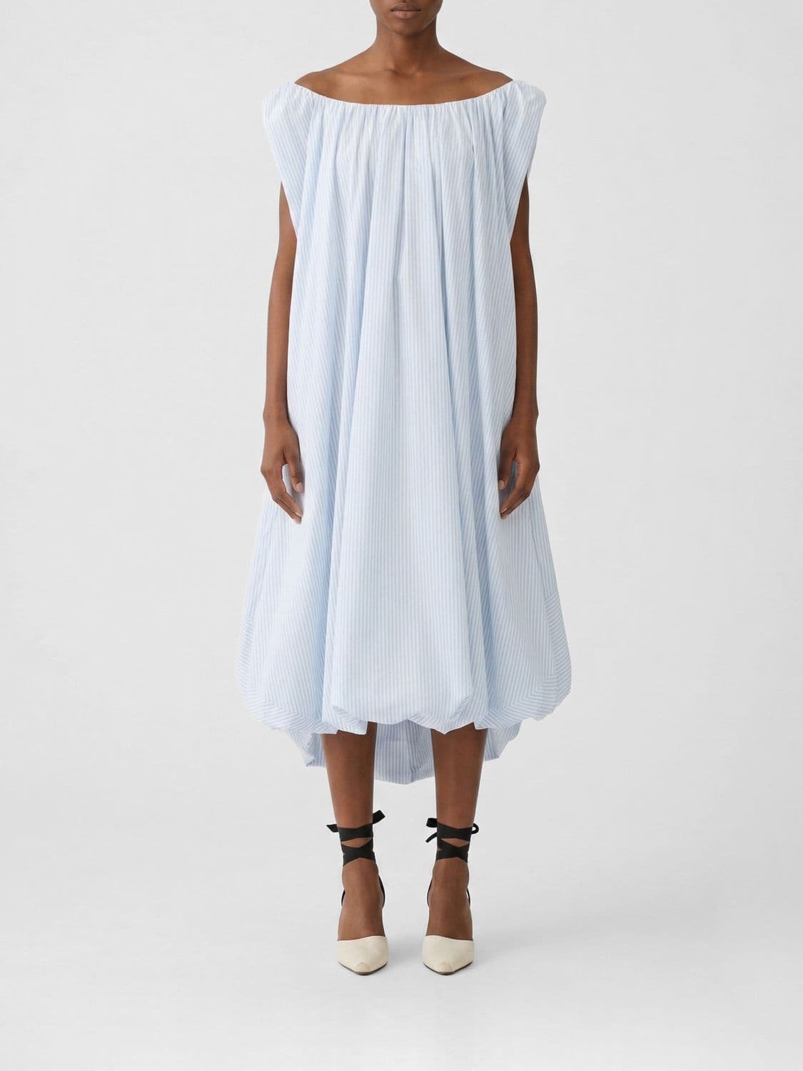 Jacquemus Lavande Striped Cotton Blend Midi Dress
