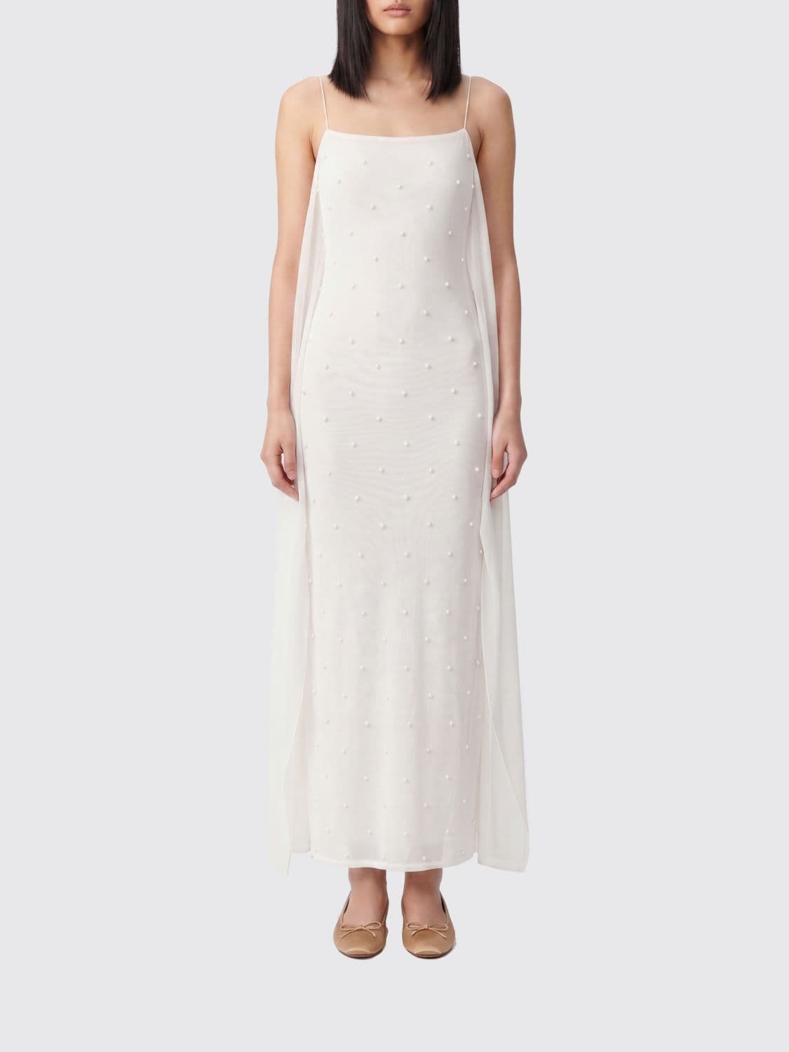 Jacquemus Viscose Midi Dress With Pearls
