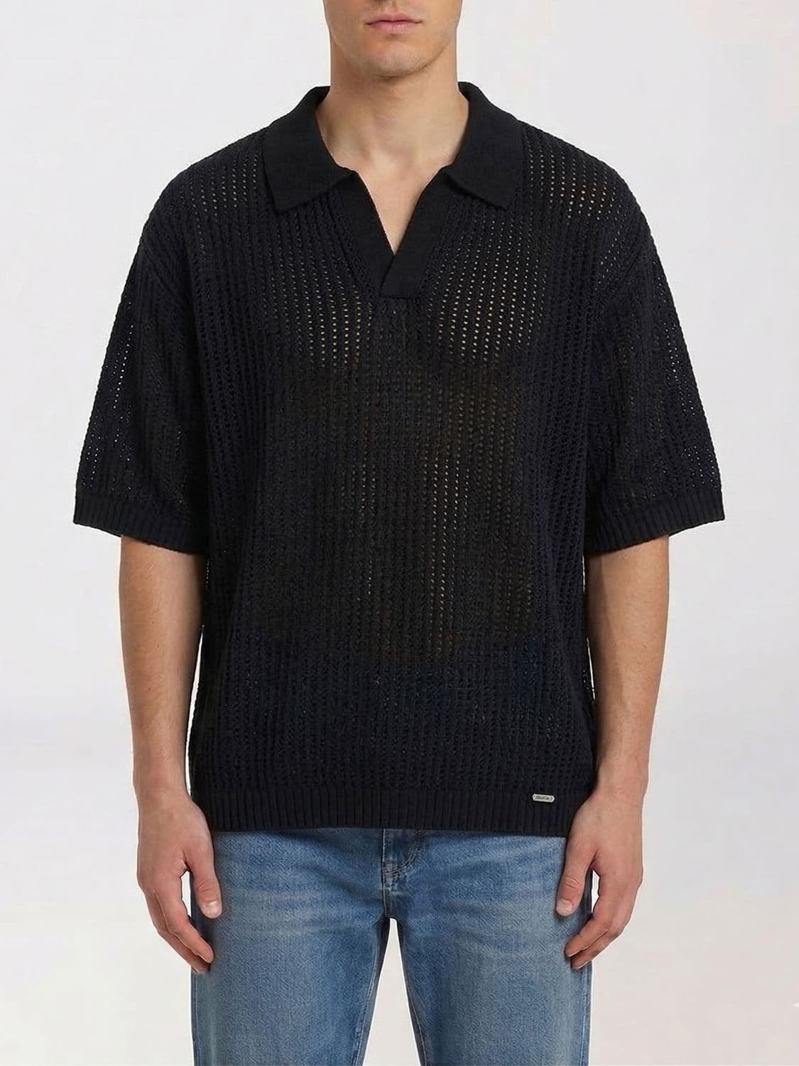 Represent Cotton Blend Knit Polo Shirt · L