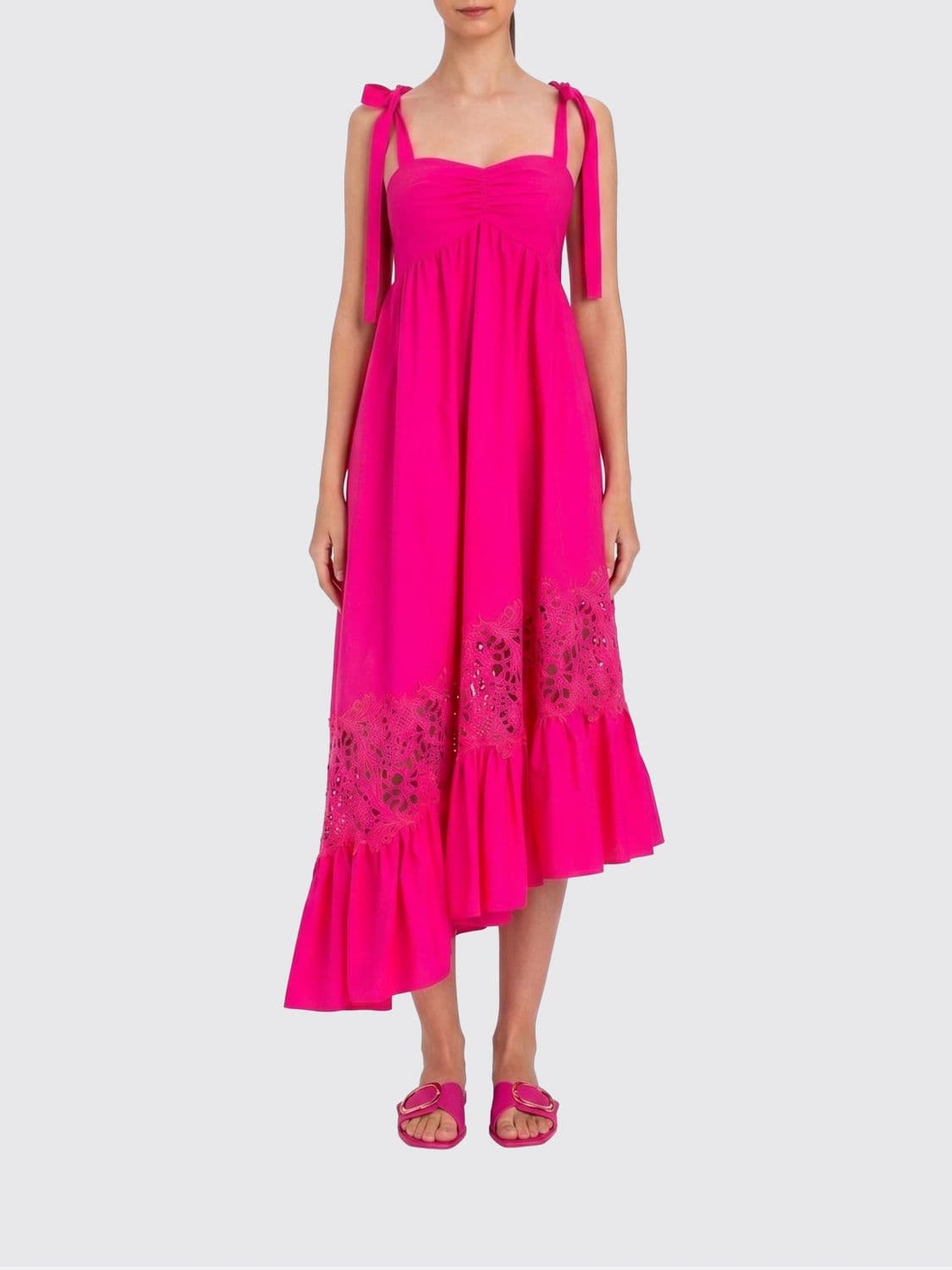 Twinset U & b Asymmetric Cotton Dress with Inserts