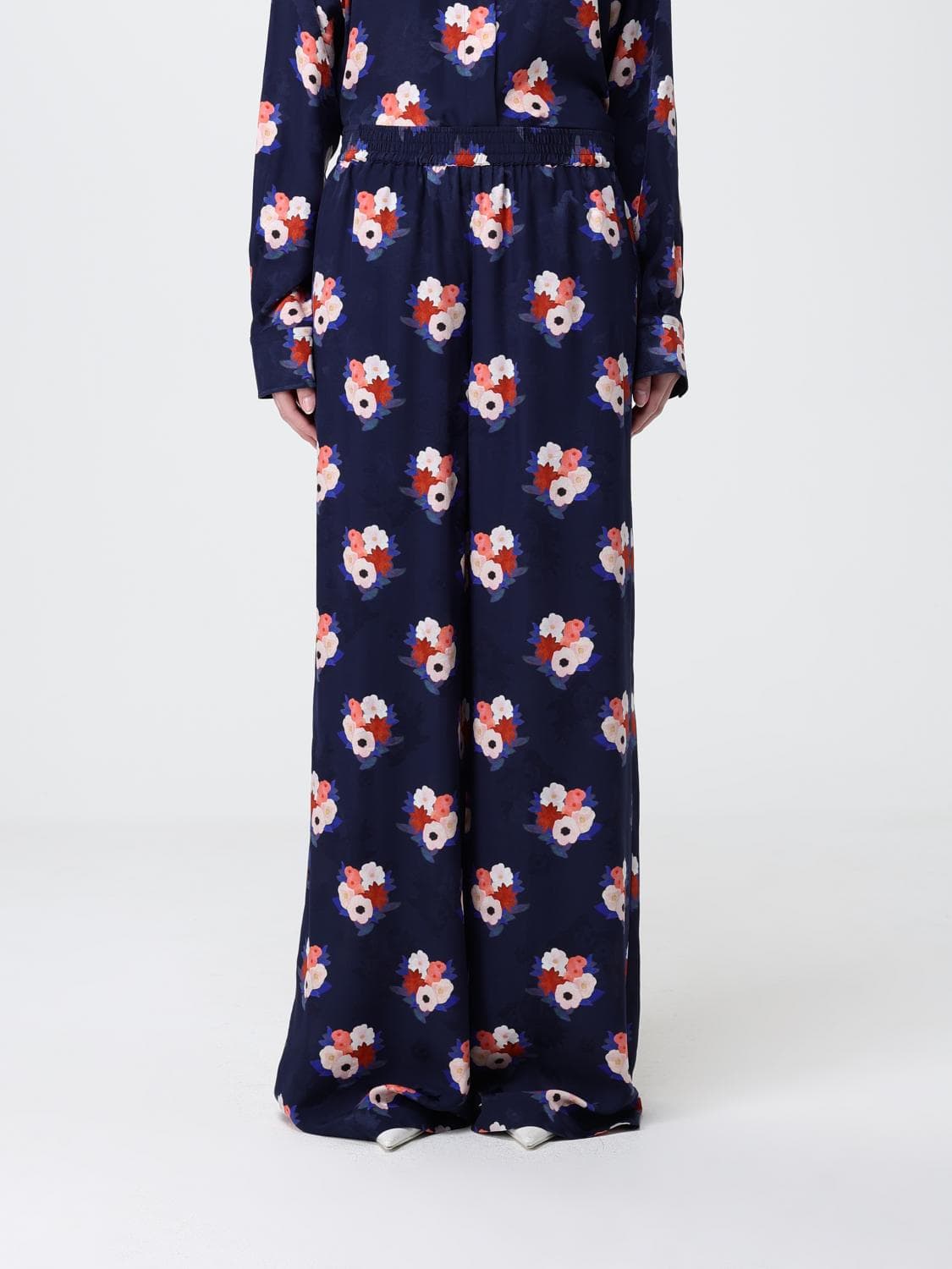 Fendi Silk Palazzo Trousers with Floral Print · 46