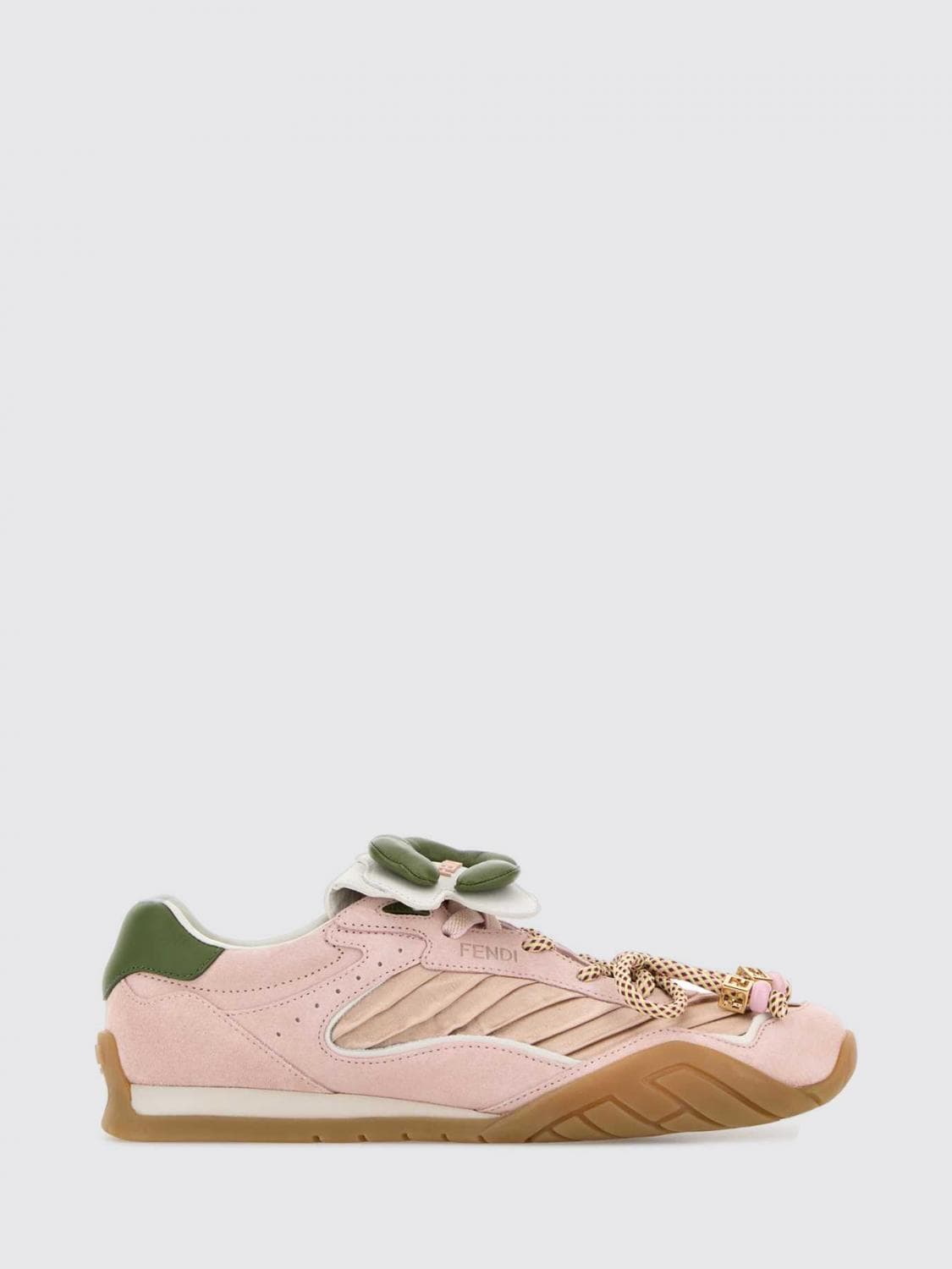 Fendi Wave Pulse Suede and Pleated Satin Sneakers