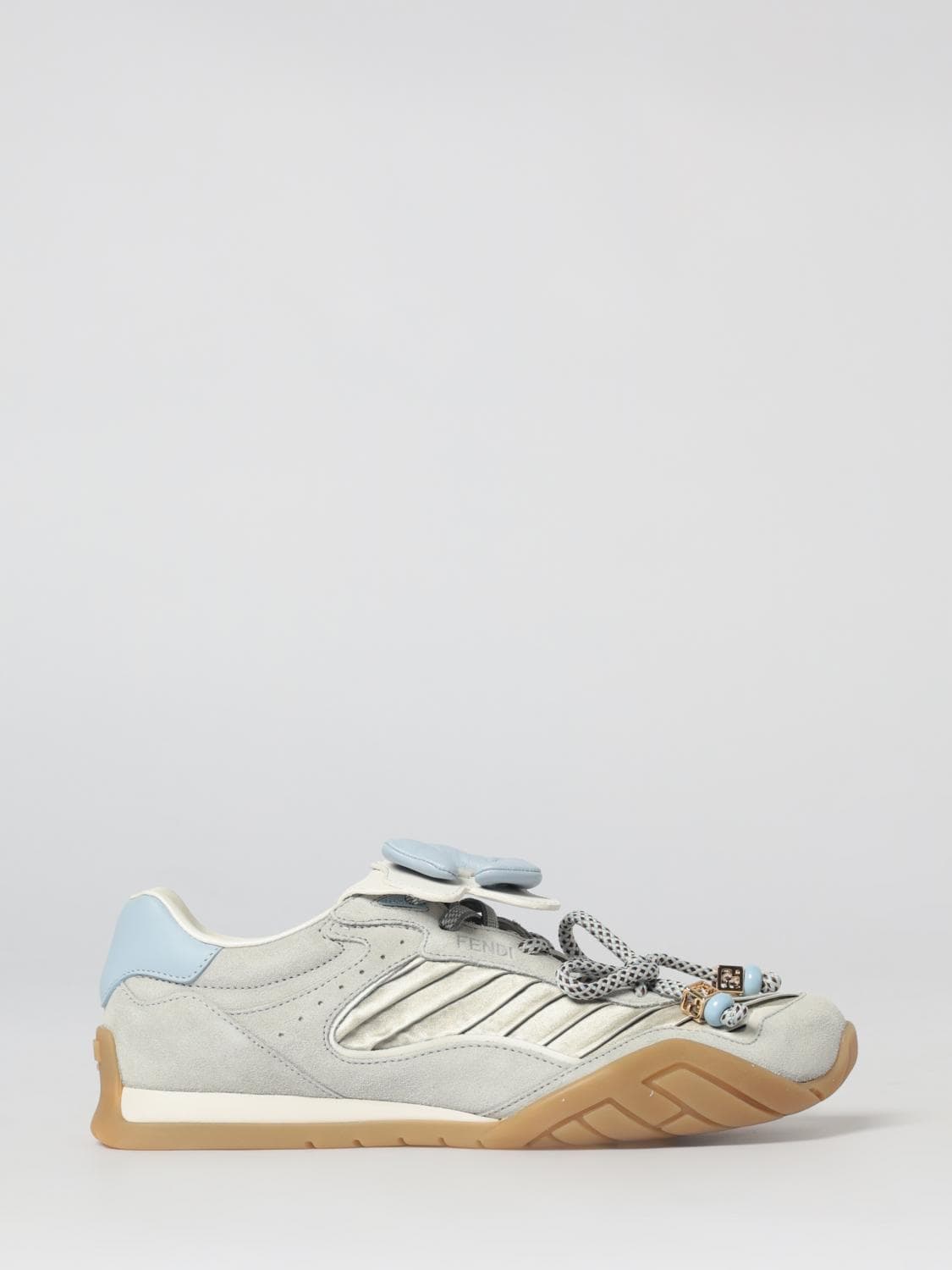 Fendi Wave Pulse Suede and Pleated Satin Sneakers