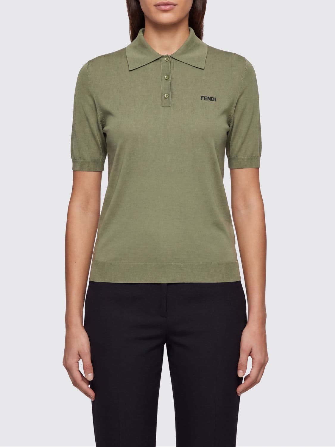 Fendi Viscose Polo Shirt with Logo