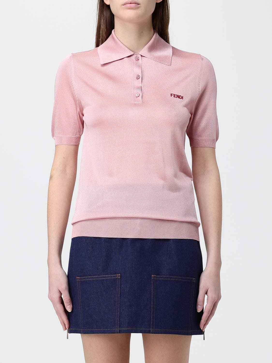 Fendi Viscose Polo Shirt with Logo