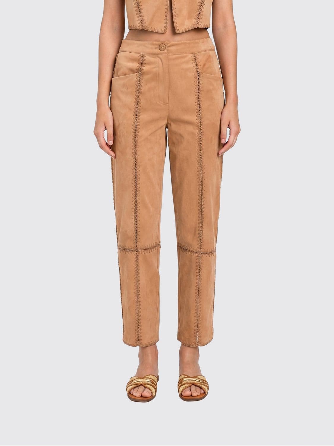 Twinset U & b Slim Fit Faux Suede Trousers