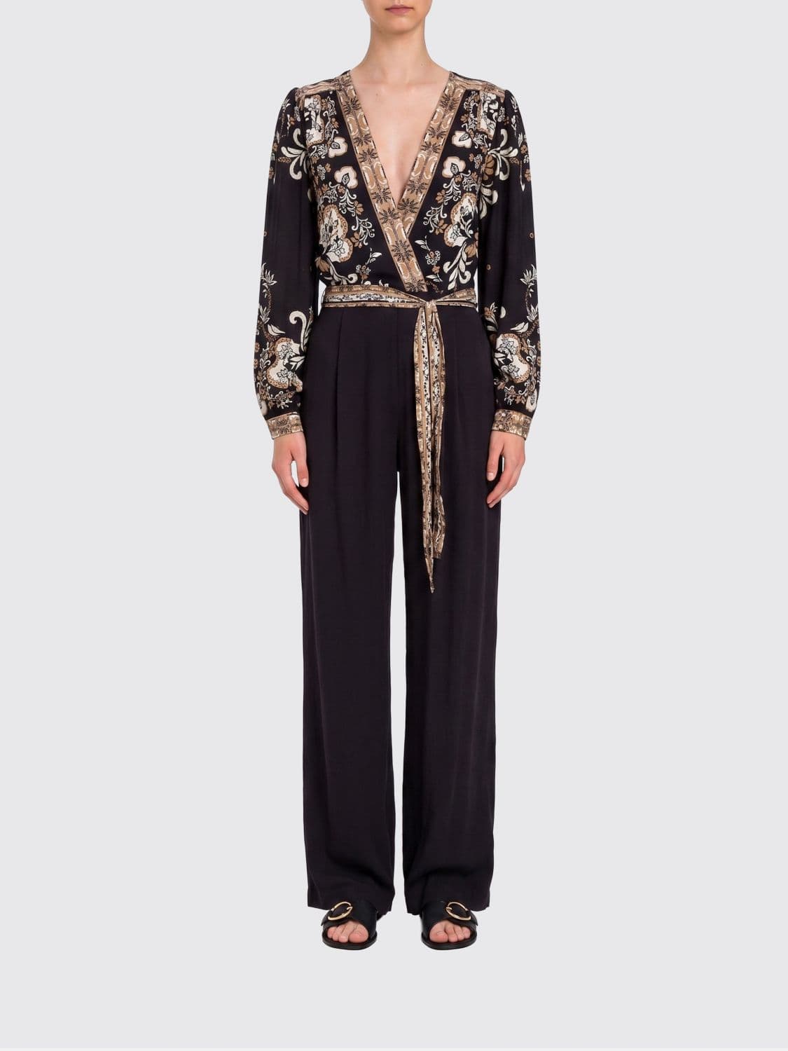 Twinset U & b Printed Linen Blend Jumpsuit