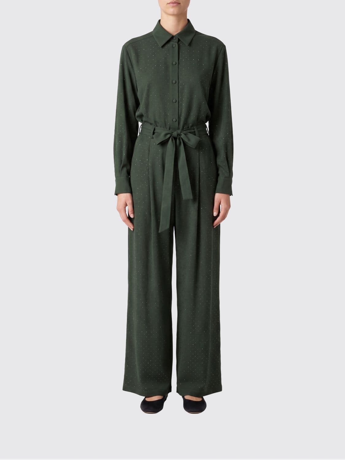 Twinset U & b Lyocell Twill Jumpsuit with Rhinestones · XXL