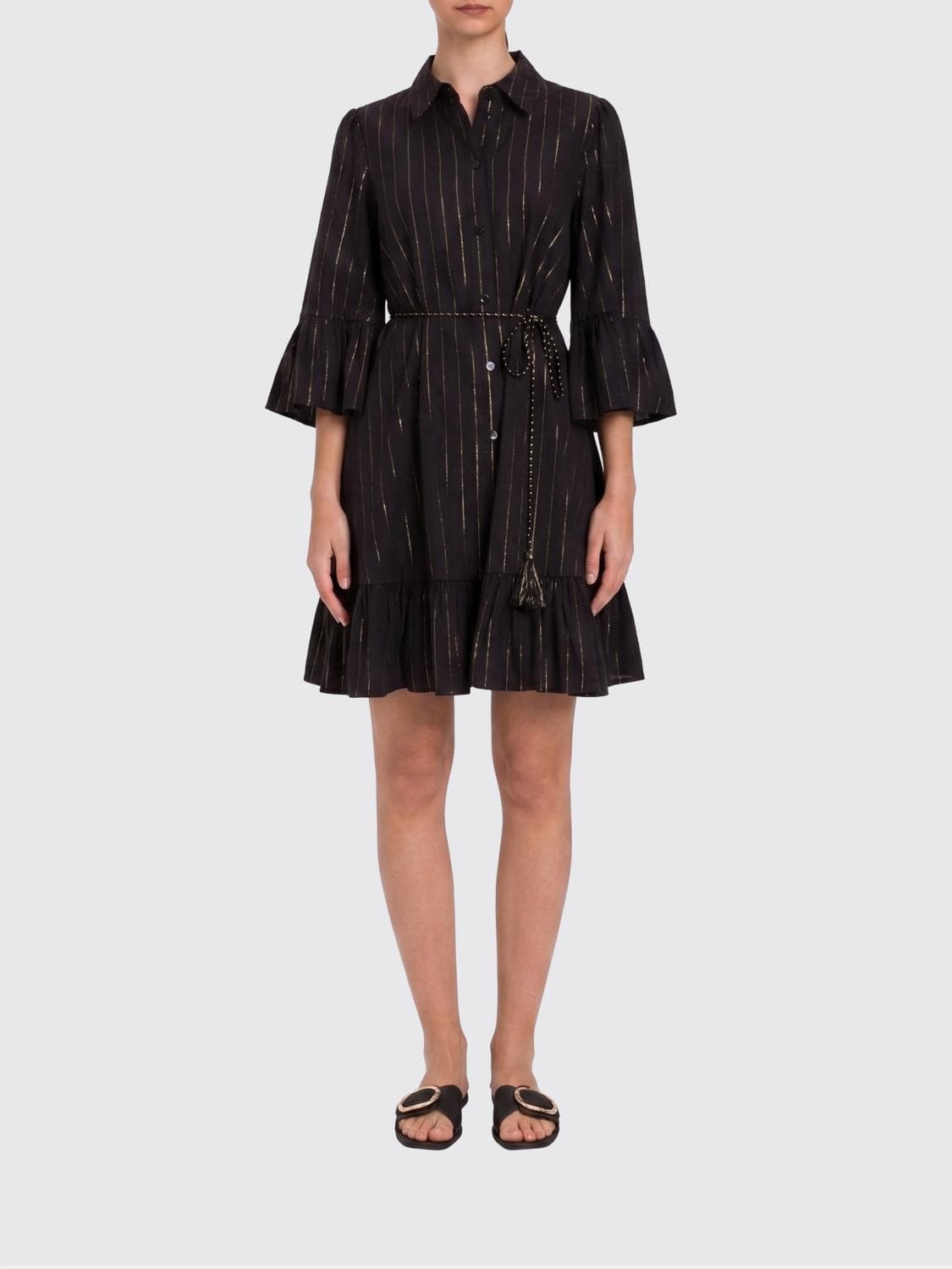 Twinset U & b Lurex Cotton Blend Chemisier Dress