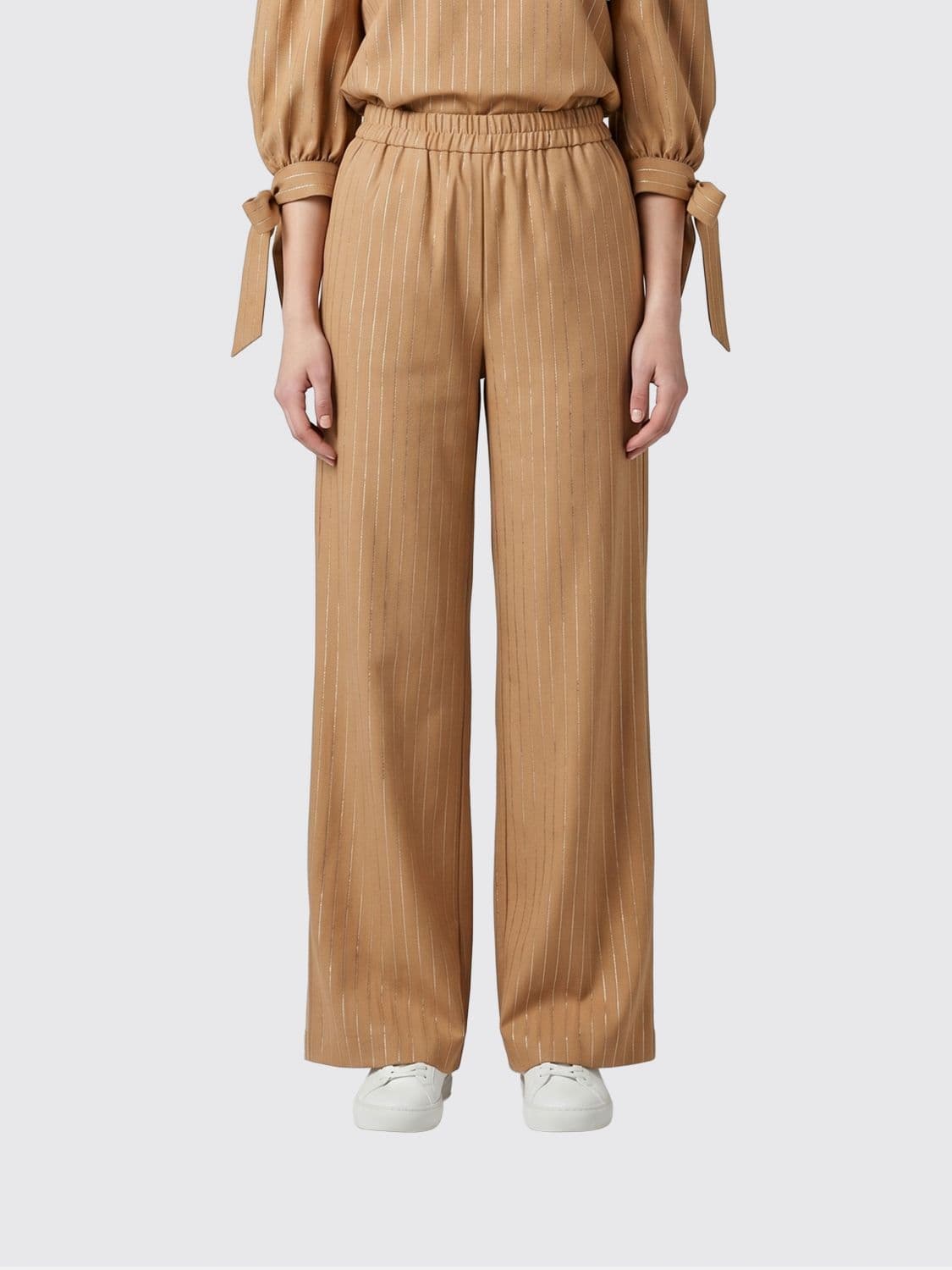 Twinset U & b Lurex Cotton Blend Palazzo Trousers