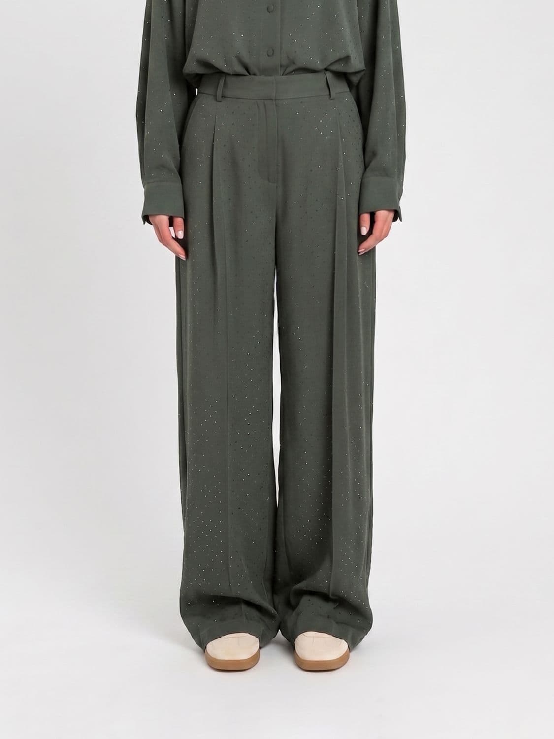Twinset U & b Palazzo Trousers in Lyocell with Rhinestones