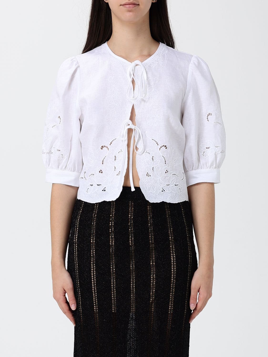 Twinset Embroidered Linen Top