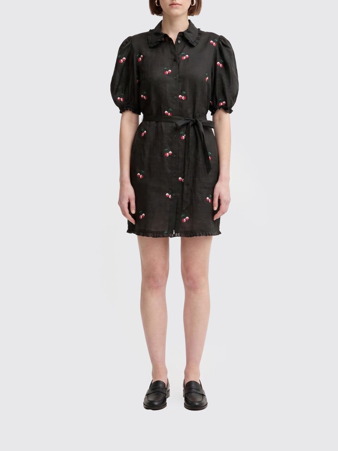 Twinset Ramie Chemisier Dress with Embroidery
