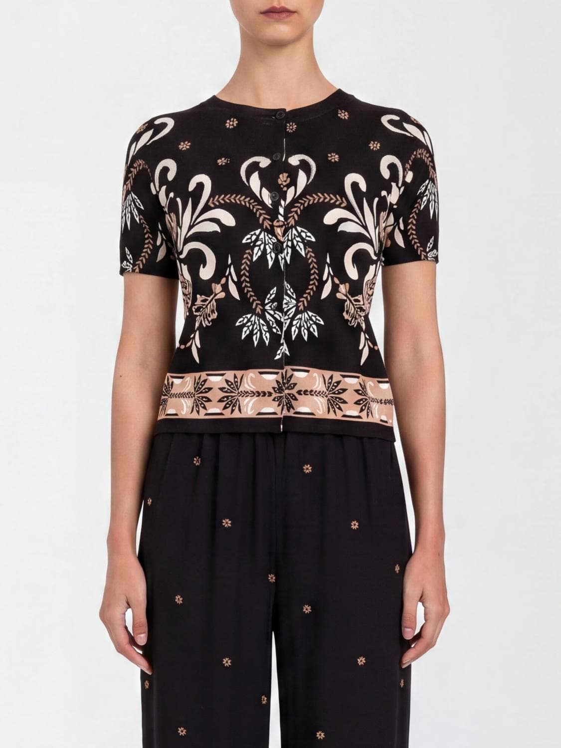 Twinset U & b Printed Cotton Blend Knit · L