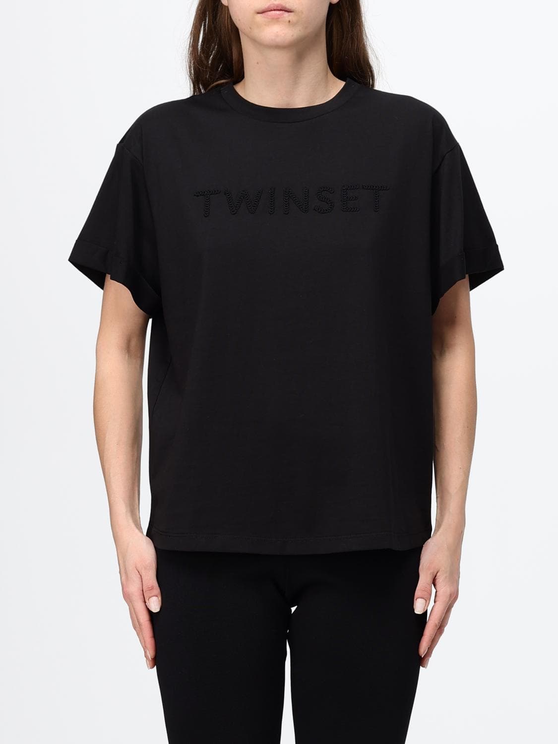 Twinset U & b Cotton T-shirt with Crochet Logo
