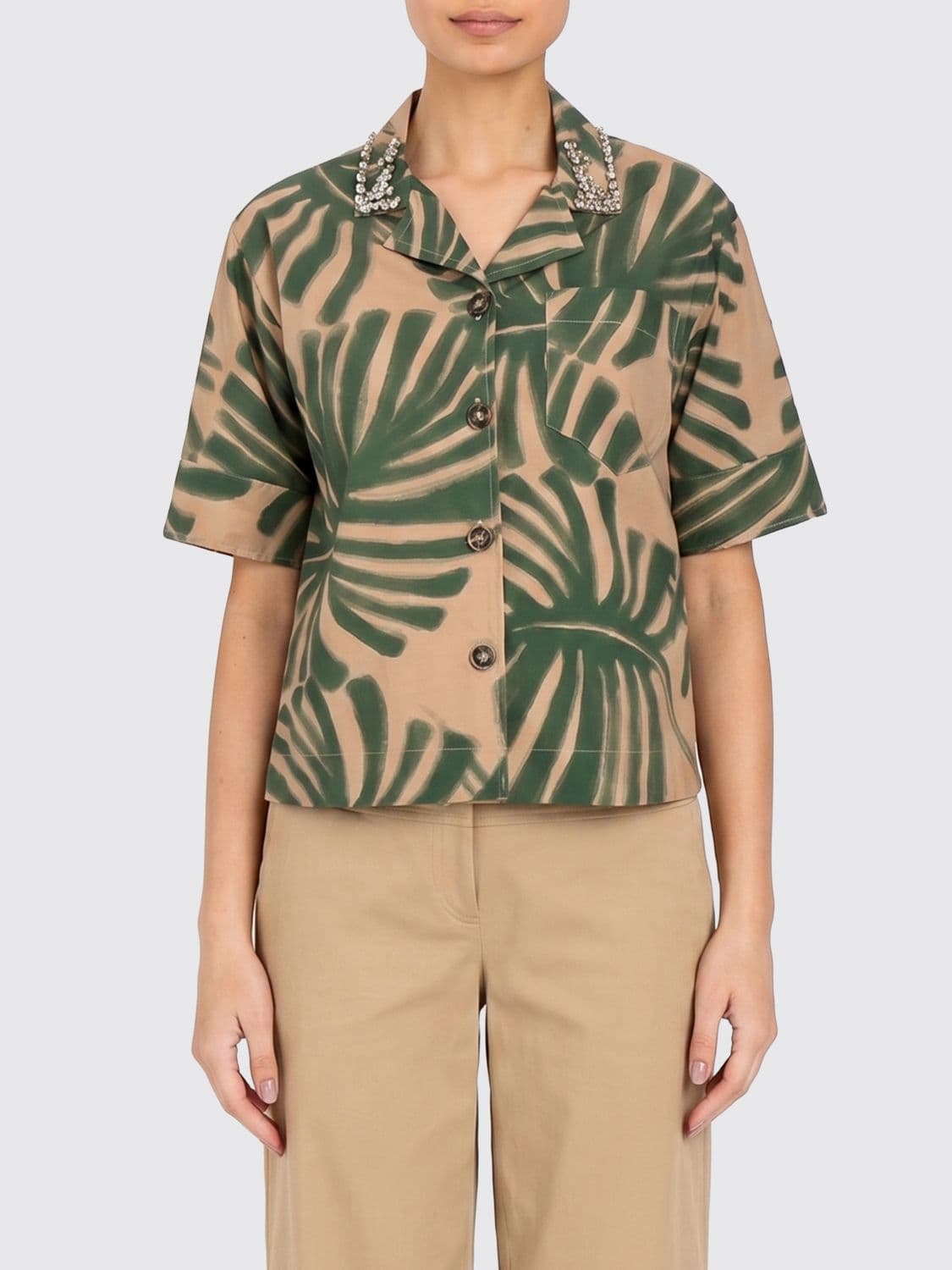 Twinset U & b Cotton Shirt with Floral Print