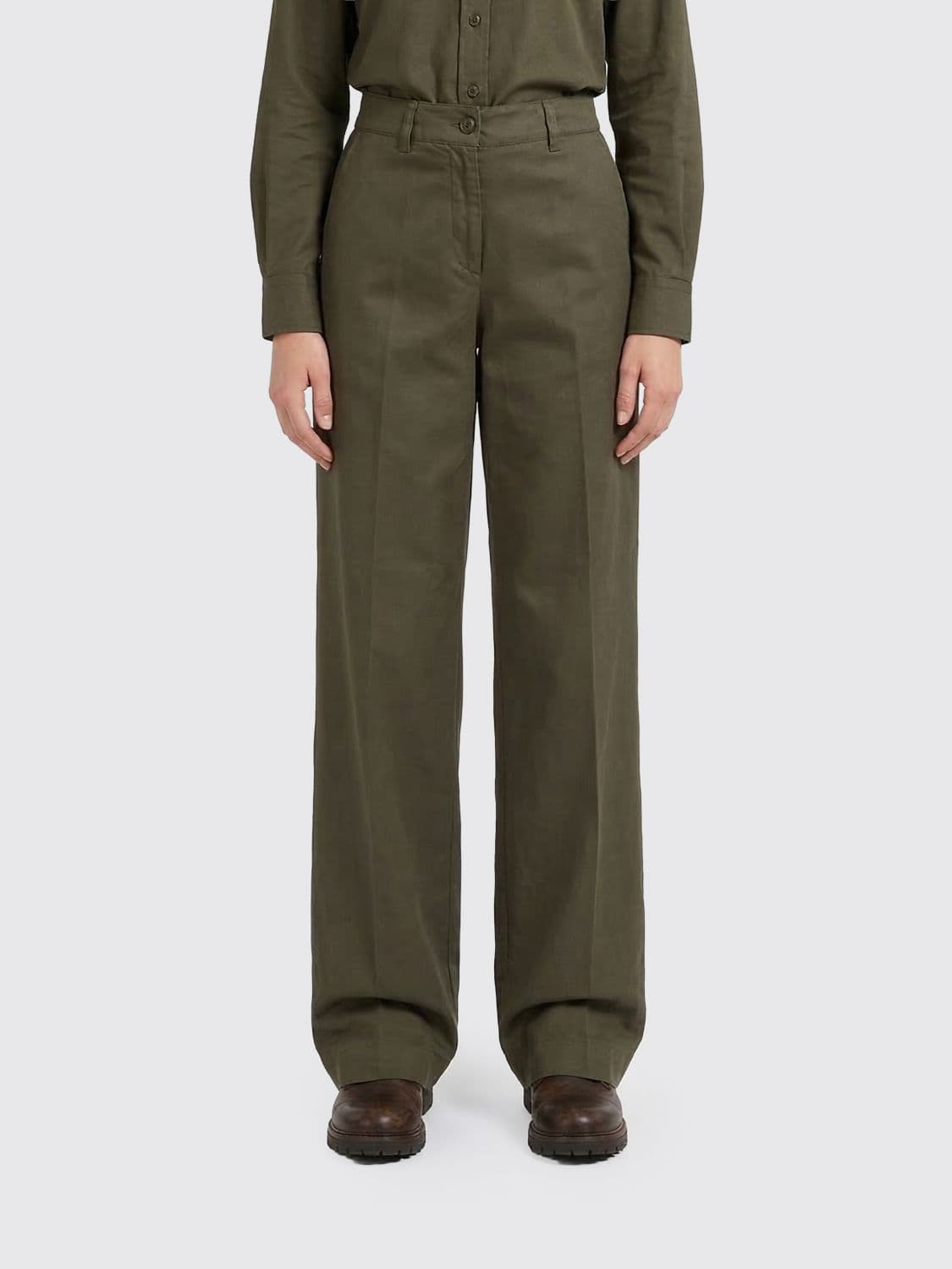 Aspesi Cotton and Linen Wide-Leg Trousers · 44