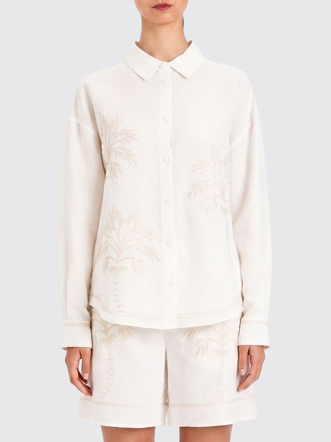 Twinset U & b Linen Blend Shirt with Embroidery