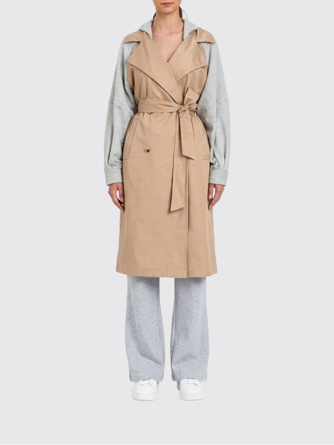 Twinset U & b Cotton Trench Coat with Hood
