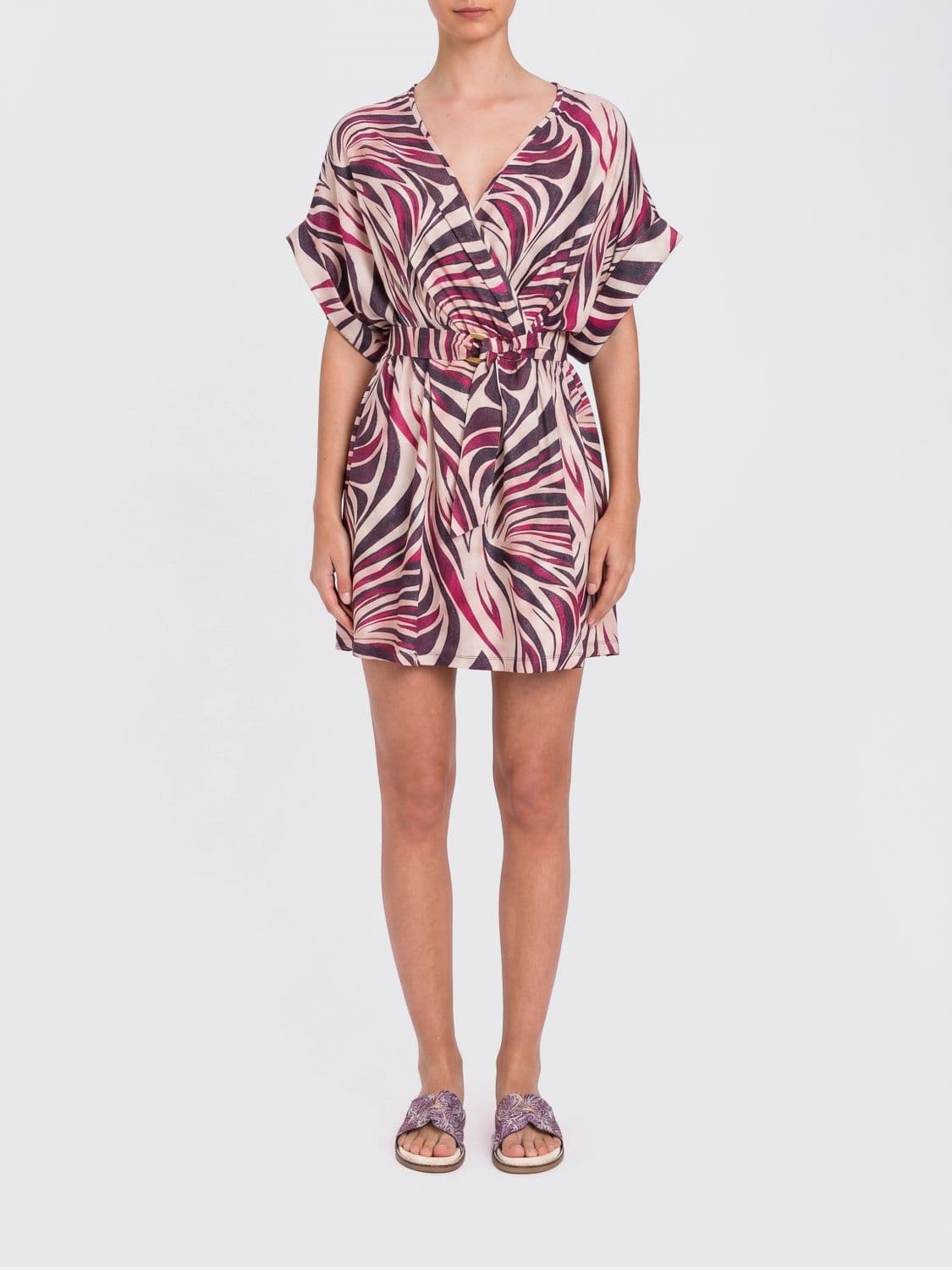 Twinset U & b Printed Lurex Jersey Mini Dress