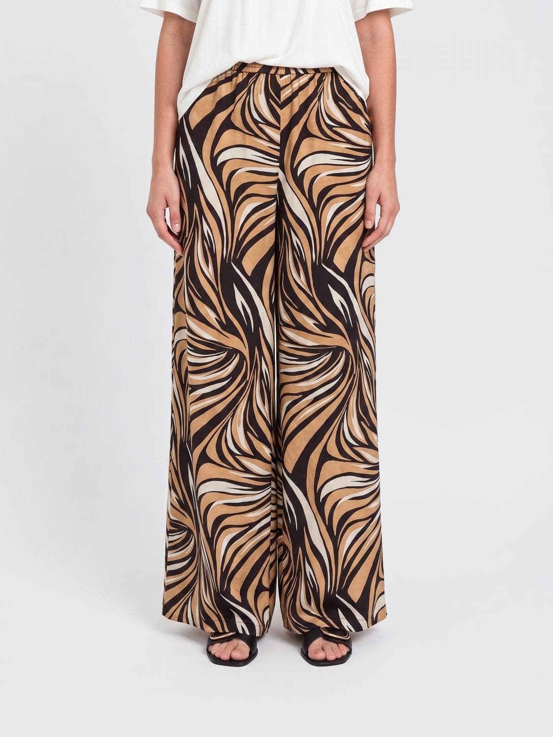 Twinset U & b Printed Viscose Blend Wide Trousers