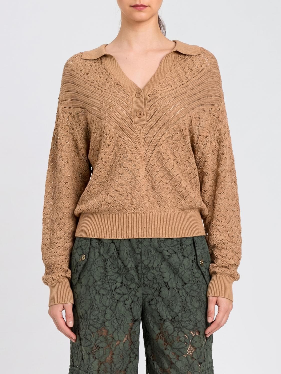 Twinset U & b Viscose Knit Polo Shirt