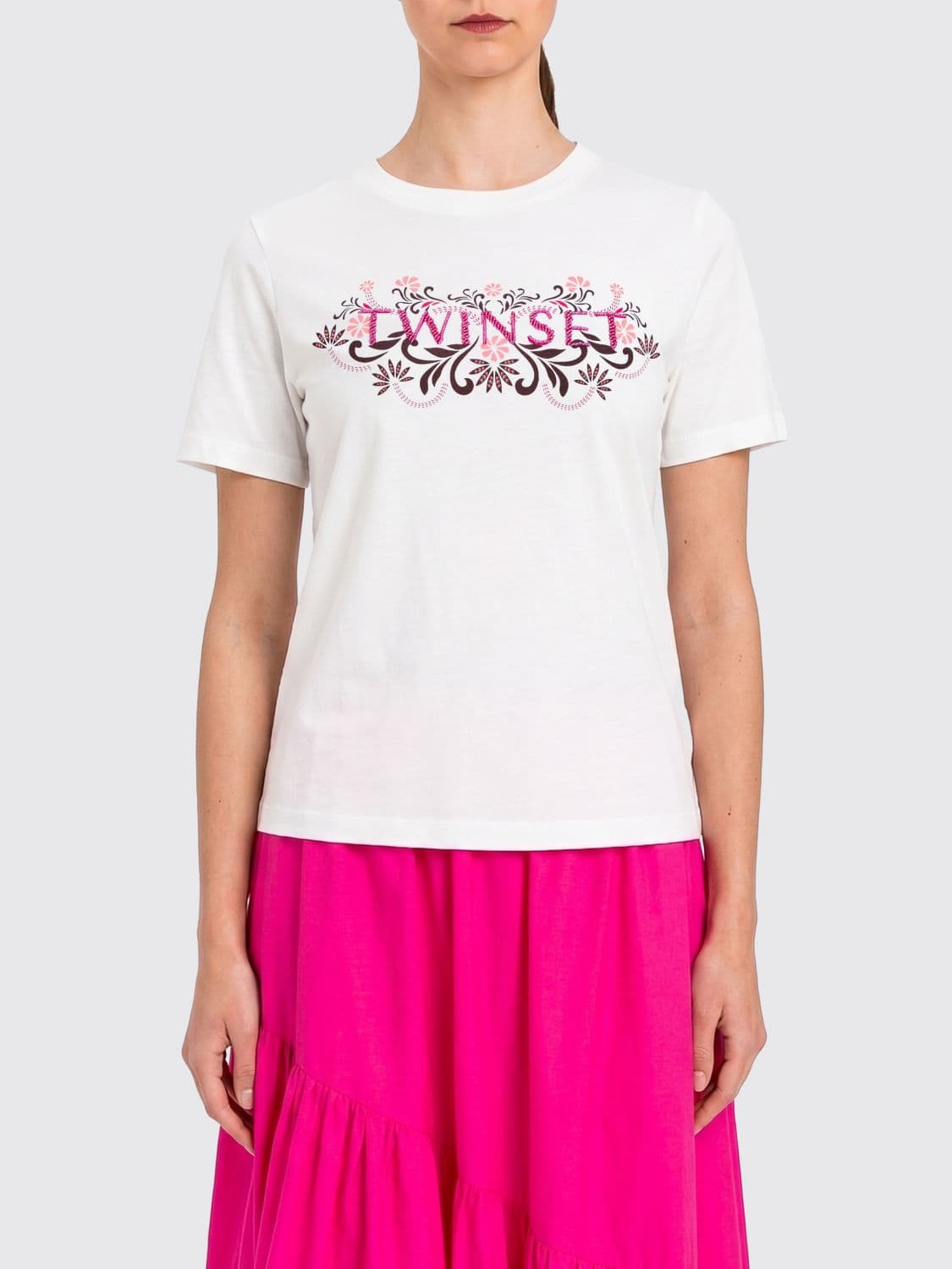 Twinset U & b Cotton Blend T-Shirts with Beads