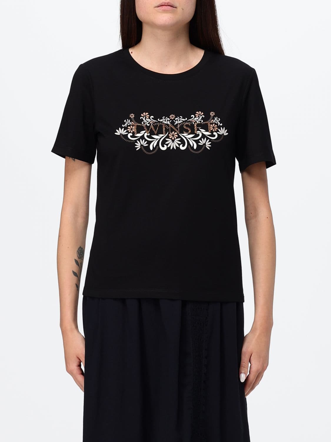 Twinset U & b Cotton Blend T-Shirts with Beads